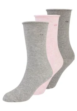 CALVIN KLEIN UNDERWEAR Women Sock Roll Top 3 Pack - Chaussettes - Pink Grey