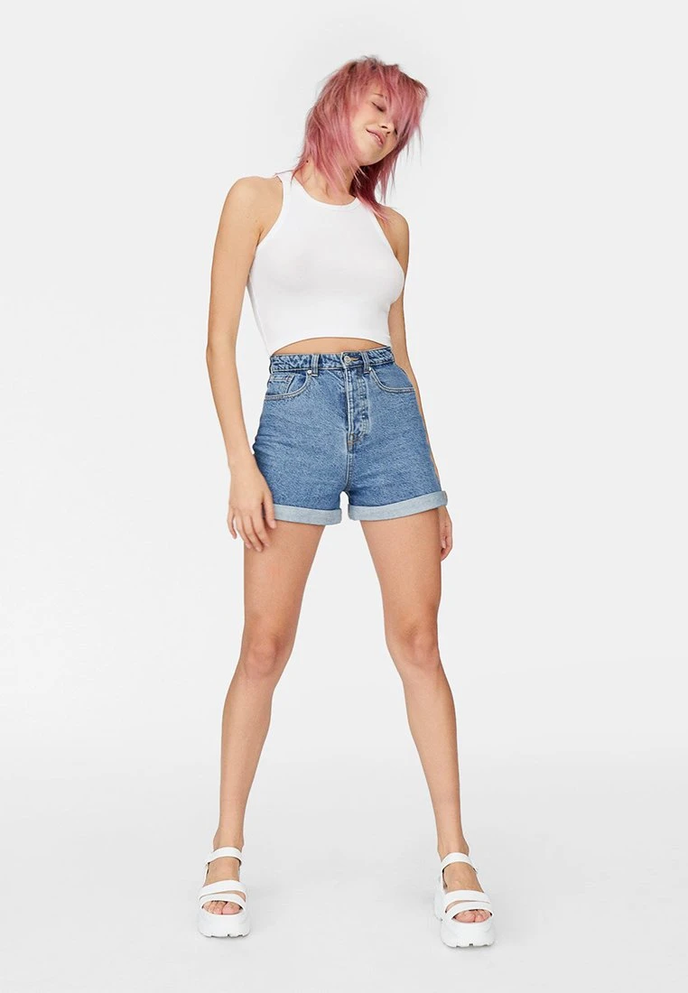 Stradivarius Mom-Fit - Short En Jean - Blue Denim 2 Stradivarius Mom-Fit - Short En Jean - Blue Denim – Image 2