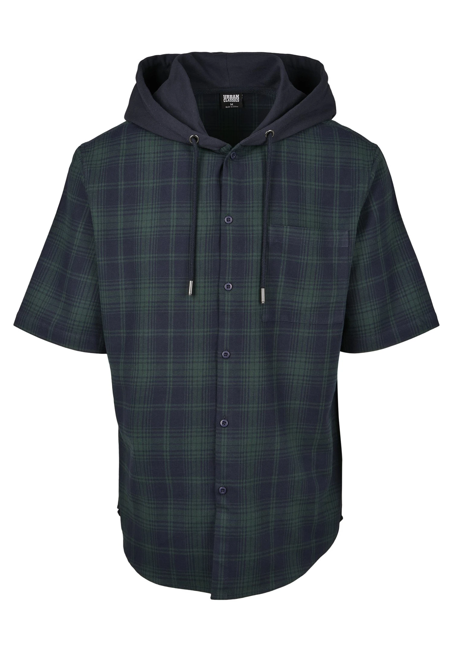 URBAN CLASSICS Hooded Short Sleeve Shirt - Chemise - Navy 5 URBAN CLASSICS Hooded Short Sleeve Shirt - Chemise - Navy – Image 5