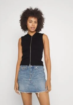 WEEKDAY Tight Zip Vest - Blouse - Black