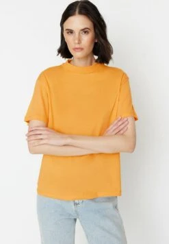 Trendyol Beyaz - T-Shirt Basique - Orange